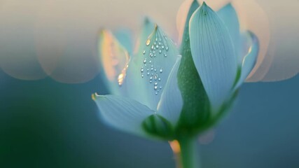Aufkleber - Water droplets glisten on the smooth surface of a flower bud capturing the early morning dew.