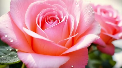 Aufkleber - The camera zooms in on a of miniature roses their intricate petals forming a perfect dome of bright pink.