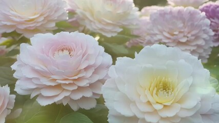 Aufkleber - Slow pan across a bunch of tightly ed hydrangea blooms each one displaying unique shades and shapes.