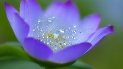 Aufkleber - The camera zooms in on a single morning glory flower capturing the delicate dew droplets that glisten on its petals in the early morning light.