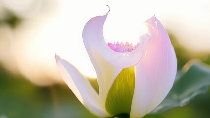 Aufkleber - A timelapse footage of a morning glory bud slowly opening and blooming into a gorgeous pink and white swirl resembling a delicate ballerina in motion.