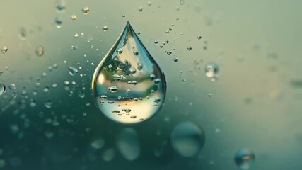 Aufkleber - An upclose look at the dew drops each one reflecting miniature versions of nearby objects from trees to buildings.