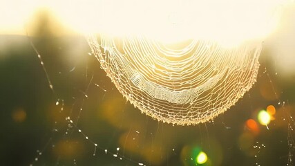 Aufkleber - The soft glow of the sun reflecting on dewcovered spider web creating a mesmerizing and tranquil scene that evokes a sense of peacefulness.
