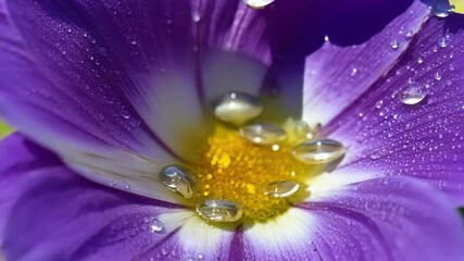 Aufkleber - Tiny water droplets clinging to the edge of a velvety purple pansy revealing the hidden pool of nectar inside.