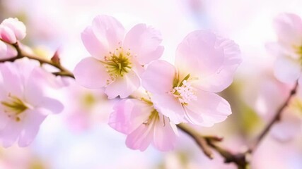 Poster - A detailed shot of a cherry blossom branch with tiny buds starting to open and reveal the soft pink flowers within.