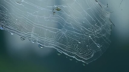 Aufkleber - The intricate patterns of a spider web perfectly captured in the reflection of multiple dew drops creating a stunning visual display.