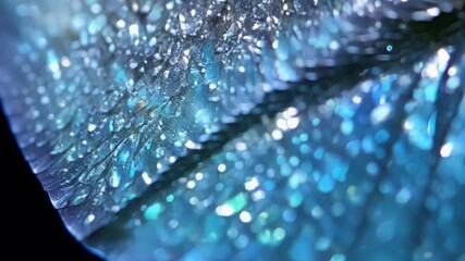Poster - The camera zooms in on a moths wings revealing the iridescent scales that give them a shimmering appearance.