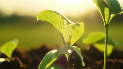 Aufkleber - The journey from seed to plant begins as tiny green shoots push their way through the soft moist soil eager to bask in the warm rays of the spring sun.