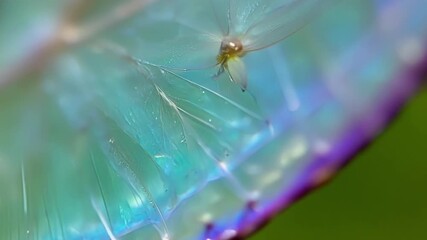 Poster - The camera zooms in on the detailed pattern of a dragonflys wing revealing its delicate semitransparent panels and shimmering hues.