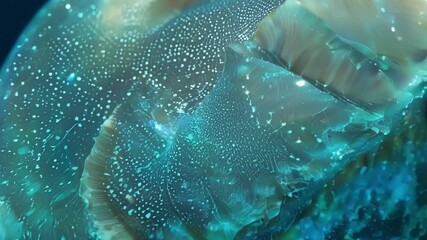 Aufkleber - A closeup of a speckled sea shell with a complex network of lines and dots in a variety of colors resembling a constellation.