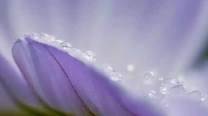 Poster - A closeup of a raindrop sliding down the silky petals of a daisy leaving behind a trail of glistening droplets.