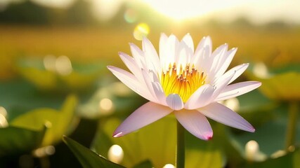 Aufkleber - A closeup of dew droplets covering the velvety petals of a water lily glistening in the sunlight.
