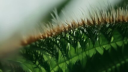 Aufkleber - The fine feathery hairs that cover the surface of a fern leaf are brought to life in this detailed closeup shot revealing its delicate texture.