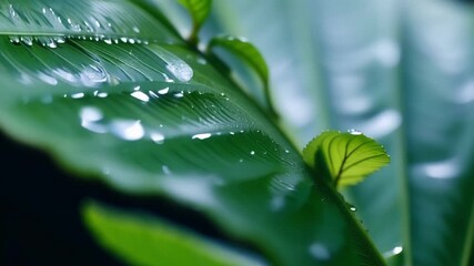 Aufkleber - A striking contrast between the hard glossy surface and the soft feathery fronds of a fern leaf is showcased in this closeup footage.