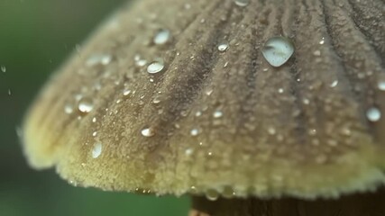 Aufkleber - A slowmotion shot of a mushroom growing capturing the intricate patterns and textures of its expanding cap.