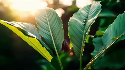 Aufkleber - A montage of different plants and trees each with their unique way of unfurling leaves showcasing the diversity and wonder of nature.