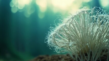 Poster - The fuzzy white mycelium spreading out from beneath a mushroom sending out tendrils in search of nutrients.