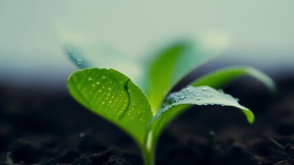 Aufkleber - The camera zooms in on a small sprout pushing through the surface of the soil its leaves just starting to unfurl.