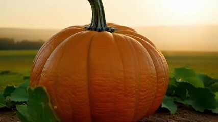 Poster - In the final frame we see a large plump pumpkin fully grown and ready to be harvested a testament to the wonders of nature and the growth process.