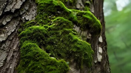 Aufkleber - A glimpse of moss growing in between the crevices of tree bark highlighting its remarkable ability to thrive in harsh and unforgiving environments.
