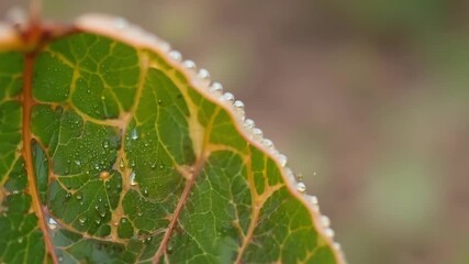 Aufkleber - A macro shot of a fallen leaf shows the intricate details of its s and gradual shift from bright green to russet.