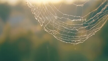 Aufkleber - A steady stream of dew forming and evaporating on a spider web revealing the delicate strength of the webs structure.