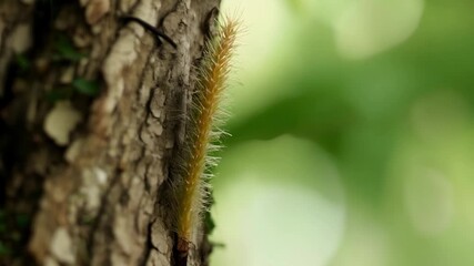 Poster - A closeup of a stem covered in tiny hairs that help it cling onto a tree or support structure showcasing the plants adaptability and resourcefulness.