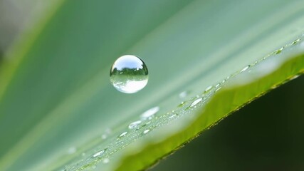 Aufkleber - A single droplet of dew clinging to the edge of a leaf as it slowly evaporates into thin air.