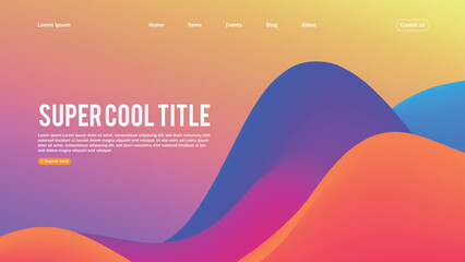 Poster - Landing page abstract design. Template for website or app. Colorful abstract minimal wave