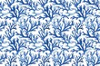 © Maksim - Minimalist coral pattern in blue and white invoking a serene coastal vibe