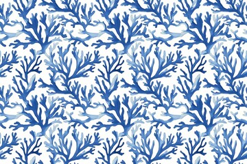 minimalist coral pattern in blue and white invoking a serene coastal vibe