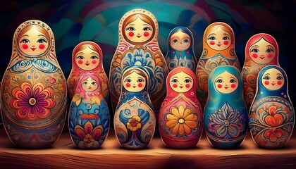 Russian dolls in the market