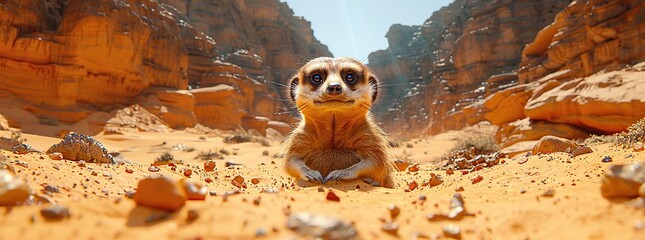 Poster - Curious Meerkat in the Desert