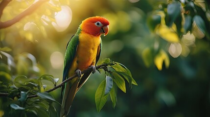 Wall Mural - parrot isolated on wooden background