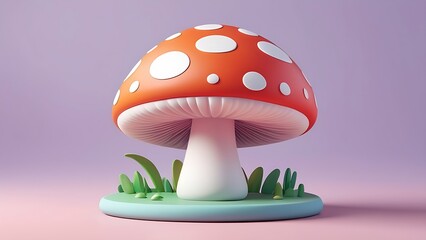 red spotted mushroom with two red mushrooms, all smiling, perfect for naturethemed designs, children