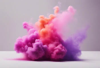 Wall Mural - pink purple and orange smoke bombs colorful isolate on white background image ai midjourney generate