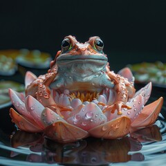 Canvas Print - Frog on a Lotus Flower