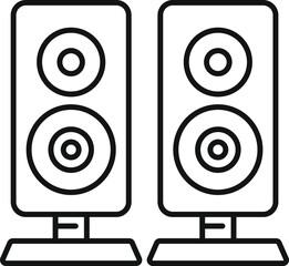 Poster - minimalistic line art illustration of two acoustic speakers standing on stands, representing sound a