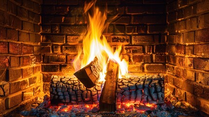Poster - Flames dance elegantly, casting a warm glow that invites comfort and relaxation in a cozy living room during a chilly evening. Generative AI
