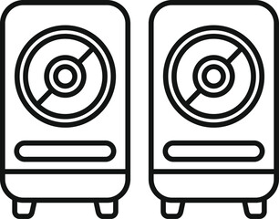 Poster - Pair of audio speakers playing music with big woofers and audio control panel