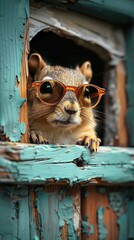 Poster - A Curious Squirrel Wearing Sunglasses