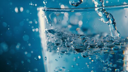 Canvas Print - Water Droplets and Bubbles in a Glass