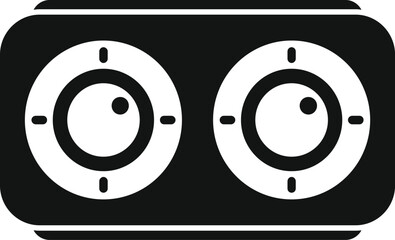 Poster - black and white icon of a stereo system with two big round analog knobs for adjusting the volume
