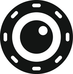 Poster - simple icon of a round spaceship window with a black background and white details