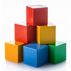 Wall Mural - Stack of isolated colorful building blocks