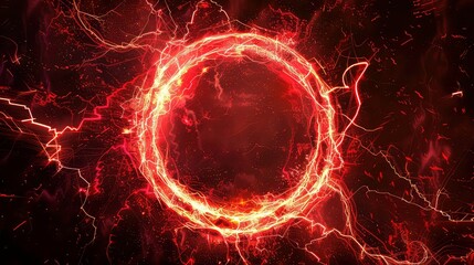 Poster - a glowing circular light form with electrical currents in a dark background.