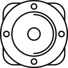Poster - simple line illustration of a round speaker, perfect for representing audio equipment