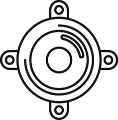Poster - line drawing of a round car speaker for listening to music