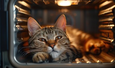 Poster - A cat relaxing in a warm spot. AI.