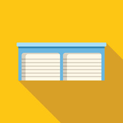 Poster - large automatic double garage door closing on yellow background